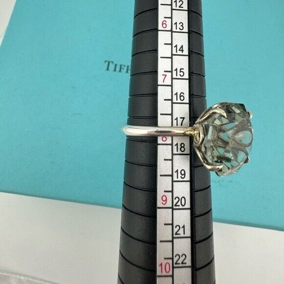 RARE Tiffany & Co. Octagonal Prasiolite Sparkler Silver Retired Size 7.75