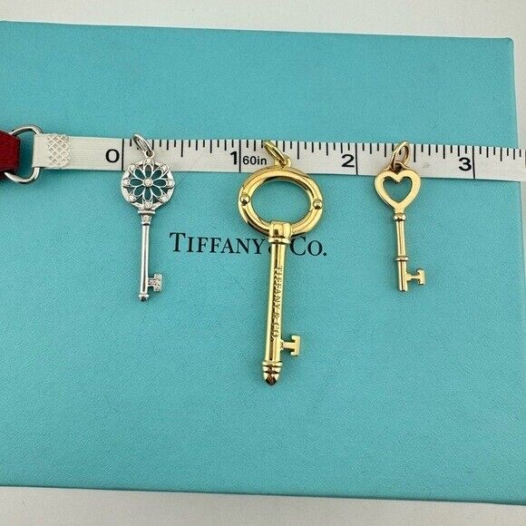 Tiffany & Co. 18k Rose Gold Mini Heart Key Charm Pendant 2.4g