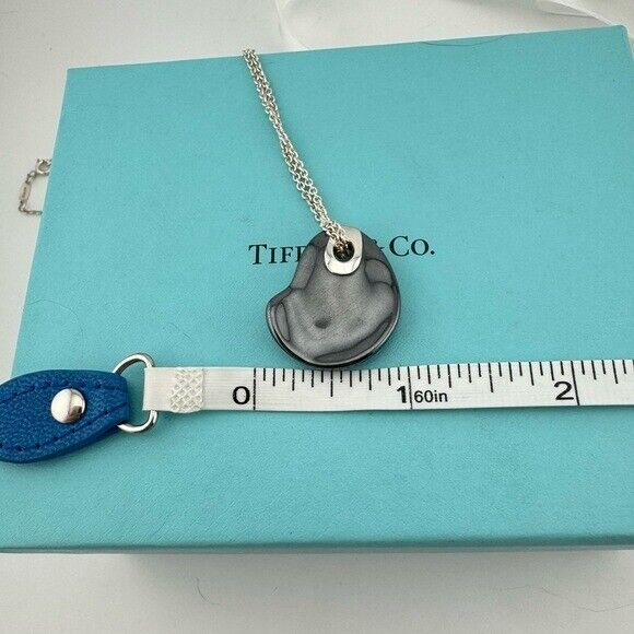 RARE Tiffany & Co. Hematite Touchstone Freeform Pendant Necklace Sterling Silver