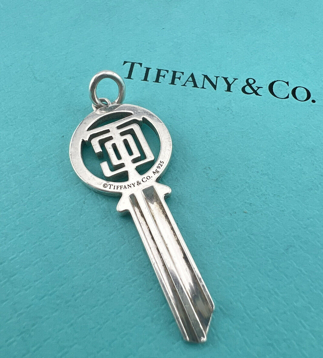 Tiffany & Co. Modern Logo Key Charm Sterling Silver RARE