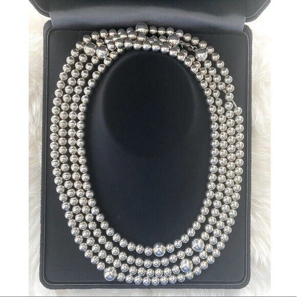 RARE Tiffany & Co. 87” Mutli Size HardWear Ball Necklace Sterling Silver