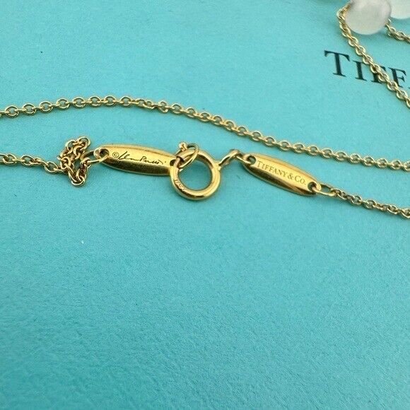 Tiffany & Co. Elsa Peretti White Jade Cross Necklace 18k Yellow Gold 16"