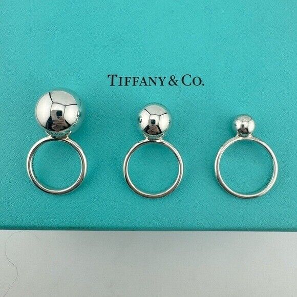 Tiffany & Co. 15.75mm Hardwear Ball Ring in Sterling Silver Size 5