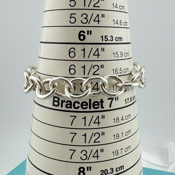 Retired Tiffany & Co. Clasping Ends Round Rolo Link Bracelet Sterling Silver