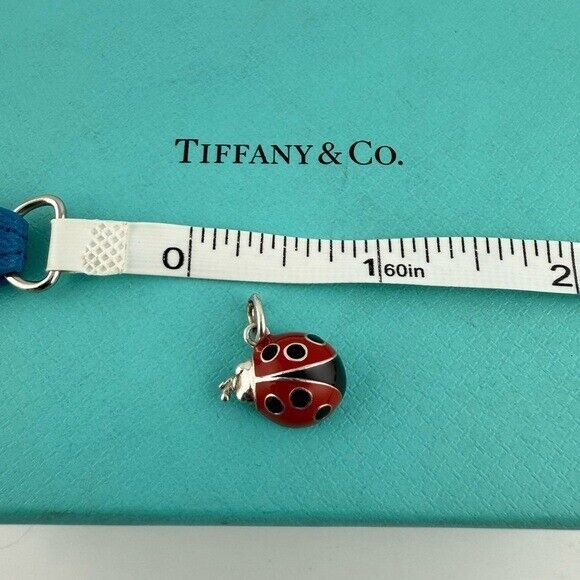 Retired Tiffany & Co. Red Lady Bug Charm Pendant Sterling Silver Enamel
