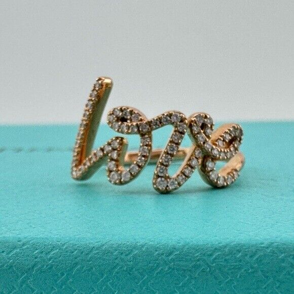 Tiffany & Co. 18k Graffiti Love Pave Diamond Ring in Rose Gold Paloma Picasso 6