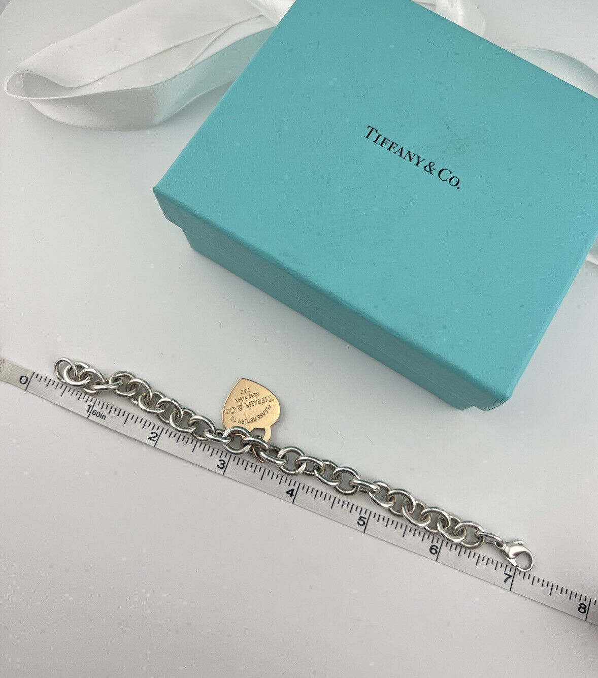 RARE Two Tone Return to Tiffany & Co. Bracelet 18k Rose Gold Sterling Silver