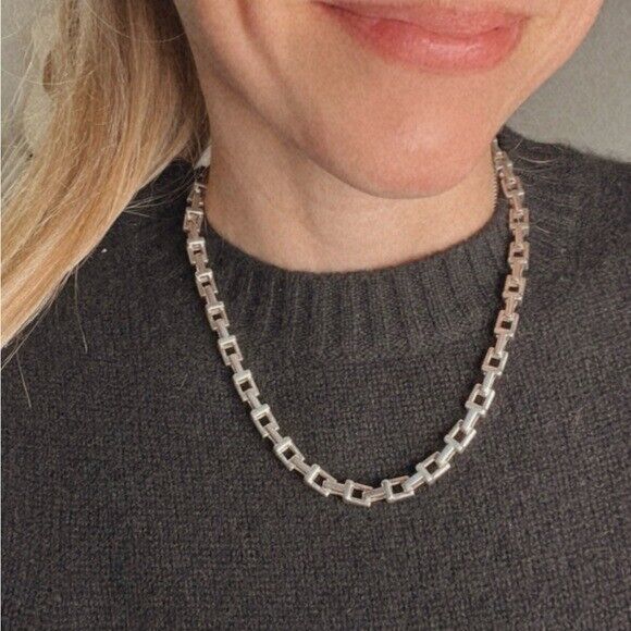 RARE Tiffany & Co. Wide T Link Necklace Sterling Silver 18.5"