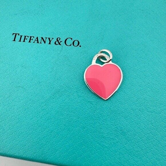 Retired Return to Tiffany & Co. Hot Pink Enamel Heart Charm Sterling Silver