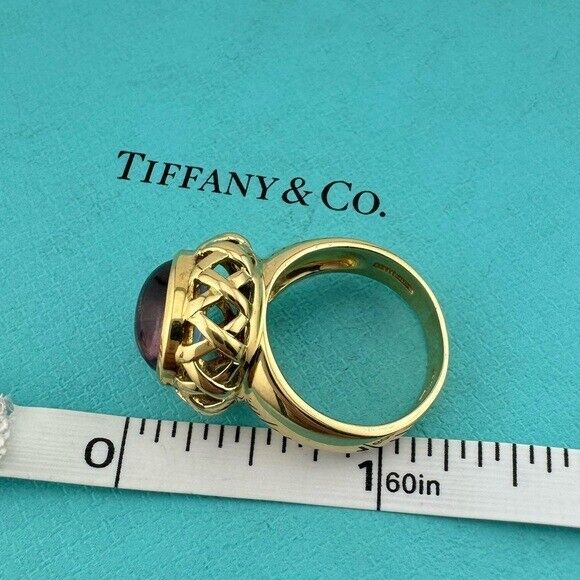 Tiffany & Co. 18k Amethyst Basket Ring Paloma Picasso Graffiti X Etched Gemstone