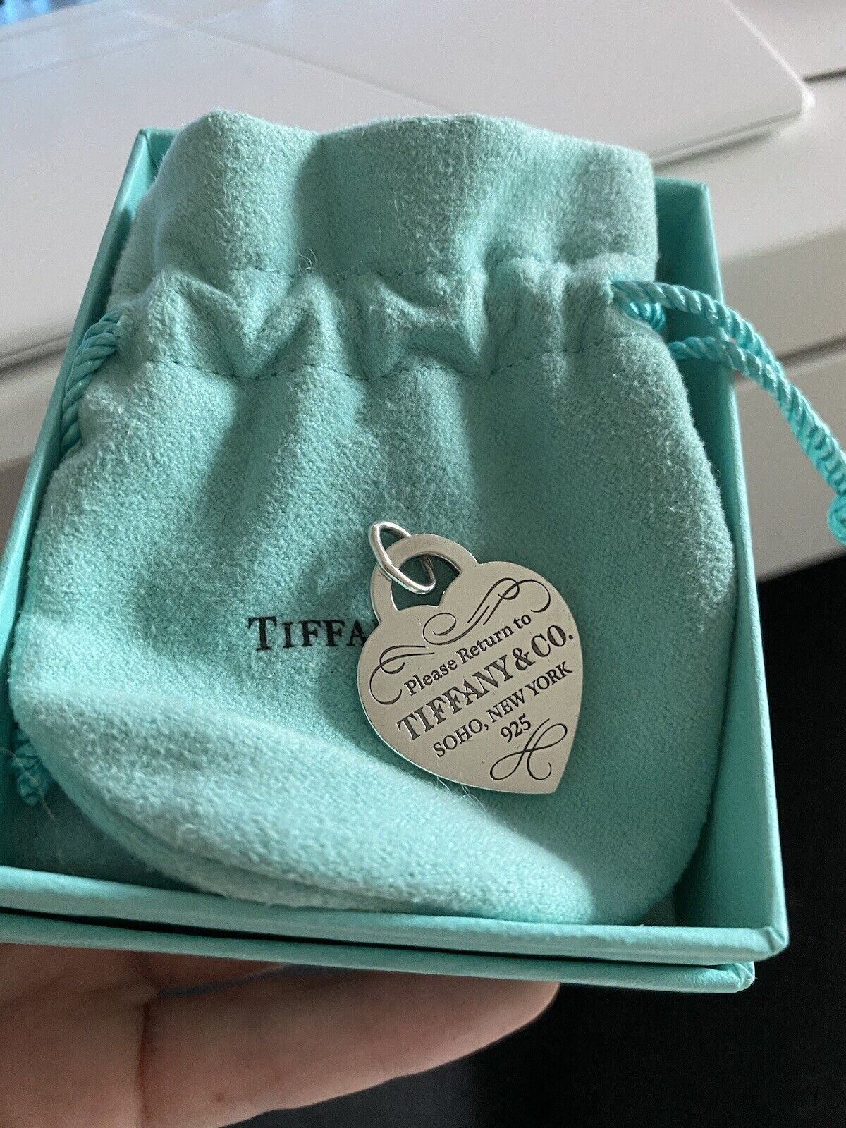 RARE Tiffany & Co. Collectors Please Return to Soho Heart Charm Sterling Silver