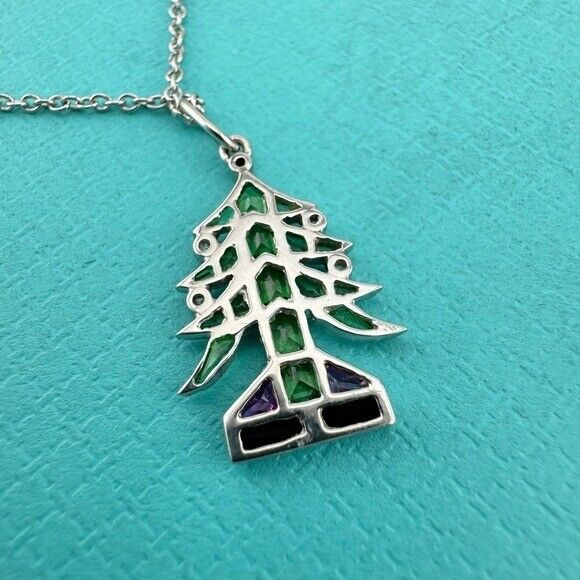 RARE Tiffany & Co. Platinum Christmas Tree Charm Necklace 16"