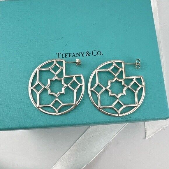 RARE Tiffany & Co. Marrakesh Zellige Hoop Earrings Paloma Picasso Silver