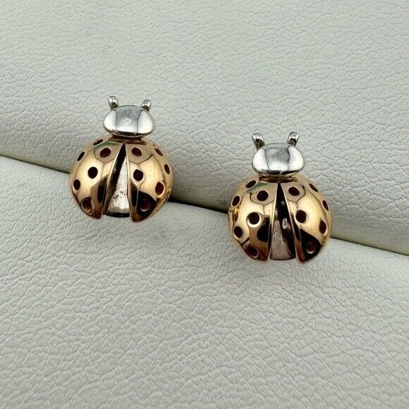 RARE Tiffany & Co. Love Bug Ladybug Earrings in 18k Rose Gold and Silver