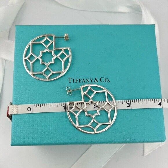 RARE Tiffany & Co. Marrakesh Zellige Hoop Earrings Paloma Picasso Silver