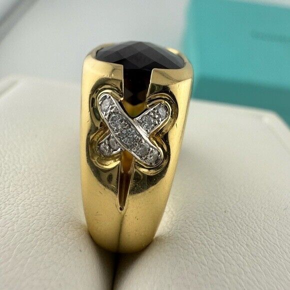 RARE Tiffany & Co. Tourmaline Cocktail Ring with Pave Diamond X Size 5.25 14g