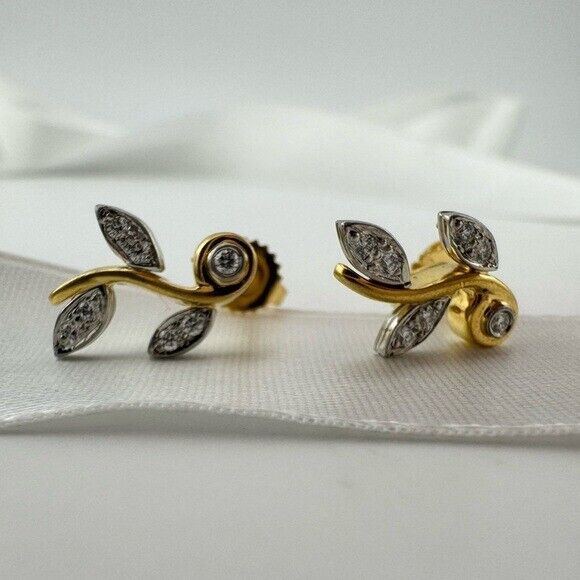 Vintage RARE Tiffany & Co. Vine Garland Earrings Platinum Yellow Gold