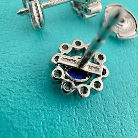 RARE Tiffany & Co. Sapphire & Diamond Platinum Flower Earrings
