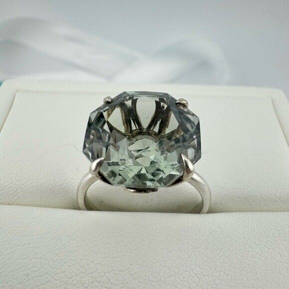 RARE Tiffany & Co. Octagonal Prasiolite Sparkler Silver Retired Size 7.75