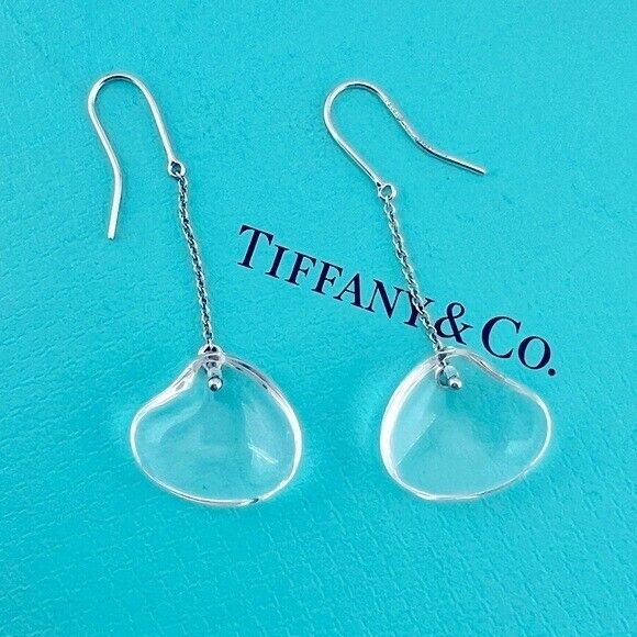 RARE Tiffany & Co. Elsa Peretti Cat Island Shell Rock Crystal Silver Earrings