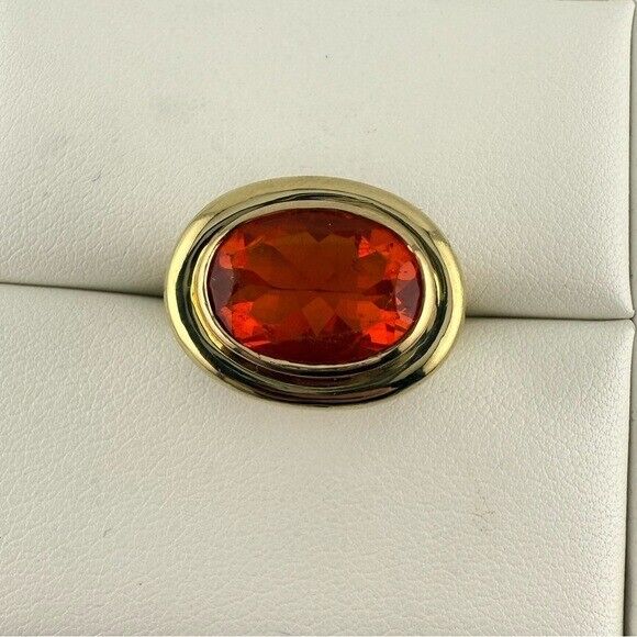 Vintage Tiffany & Co. 18k Fire Opal Cocktail Ring Paloma Picasso Yellow Gold