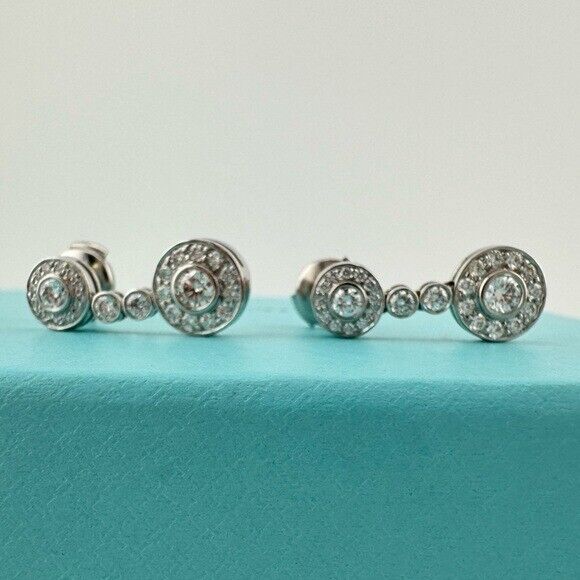 RARE Tiffany & Co. Diamond Circlet Drop Earrings in Platinum