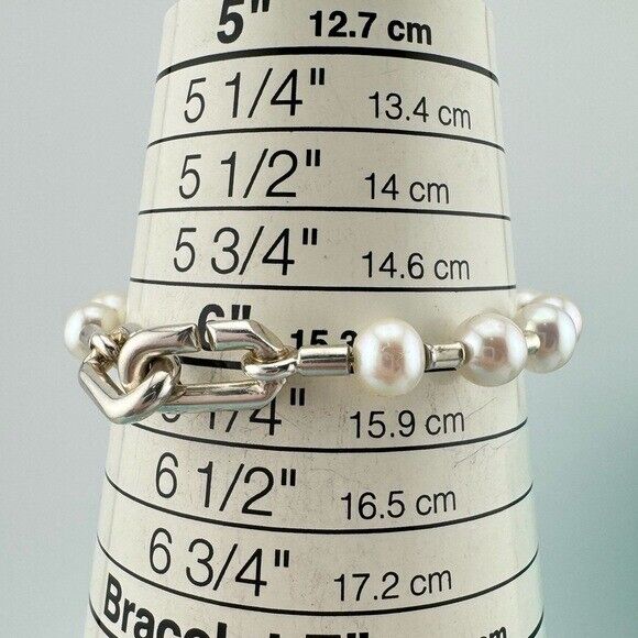 Tiffany HardWear Pearl Bracelet in Silver, 7-8 mm, Size Small (RP $1400)
