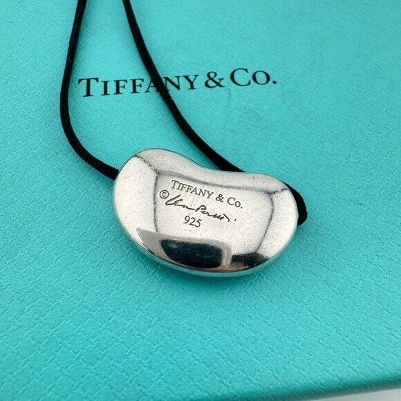 RARE Tiffany & Co. Elsa Peretti 25mm Sterling Silver Bean on Silk Cord