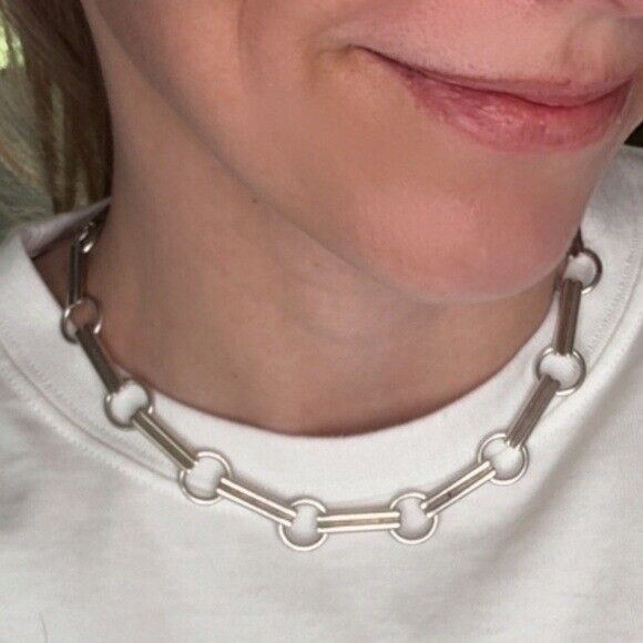 RARE Tiffany & Co. Tenderness Heart Bar Station Collar Necklace Sterling Silver