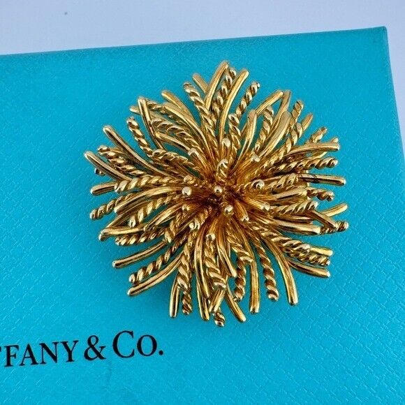 Vintage Tiffany & Co. Sea Urchin Pin Brooch 18k Yellow Gold 21g