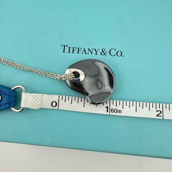 RARE Tiffany & Co. Hematite Touchstone Freeform Pendant Necklace Sterling Silver