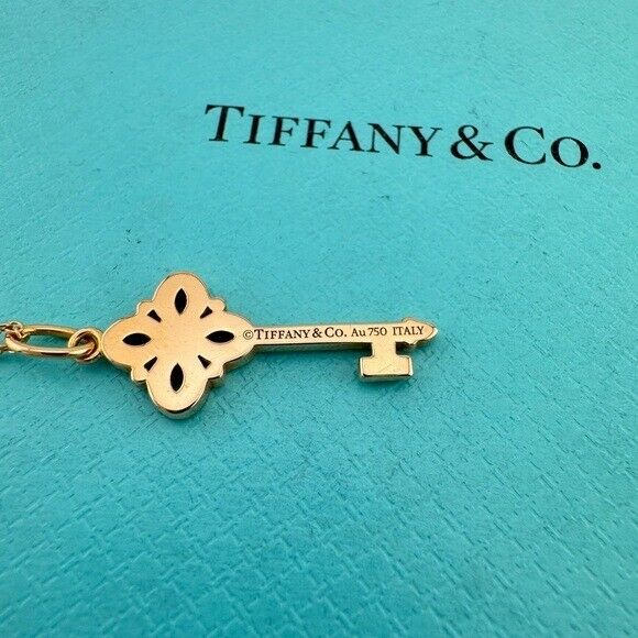 Tiffany & Co. Diamond Mini Victoria Key Necklace 18k Rose Gold 16"