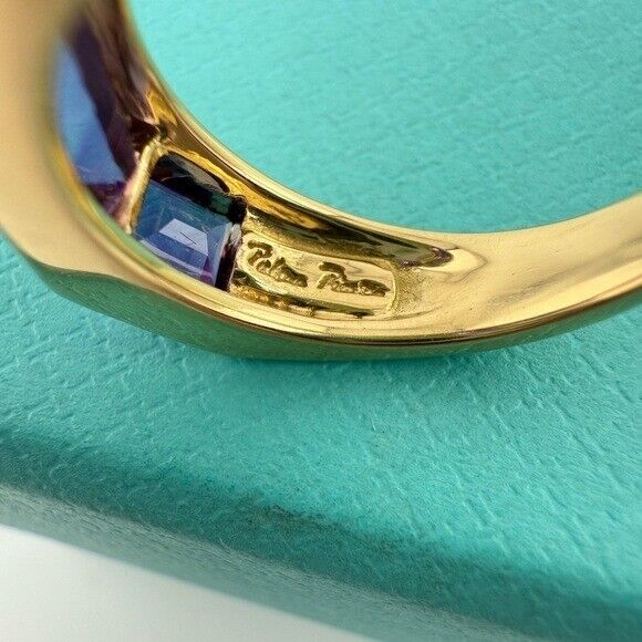 Vintage Tiffany & Co. Baguette Three-stone Ring Amethyst in 18k Yellow Gold 7g