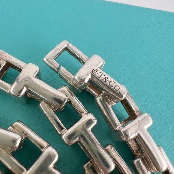RARE Tiffany & Co. Wide T Link Necklace Sterling Silver 18.5"