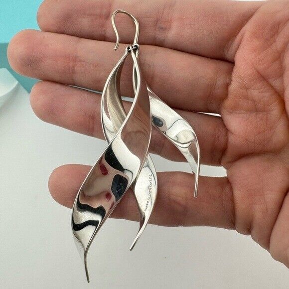 RARE Tiffany & Co. Frank Gehry Willow Triple Drop Earrings Sterling Silver