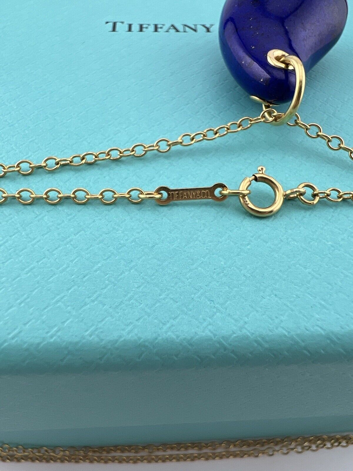 Tiffany & Co. Large Lapis Lazuli Teardrop Necklace 18k Yellow Gold 24"