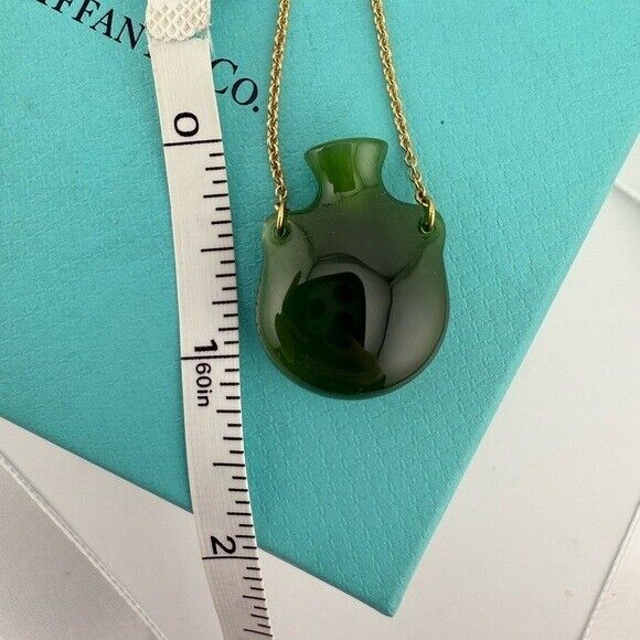 Tiffany & Co. 18k Elsa Peretti Bottle Green Jade Pendant in Yellow Gold