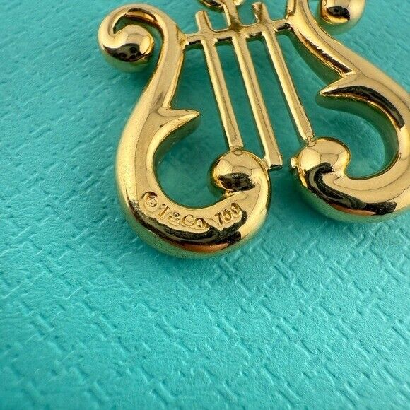 RARE Tiffany & Co. Lyre Harp Charm Pendant in 18k Yellow Gold 4.8g
