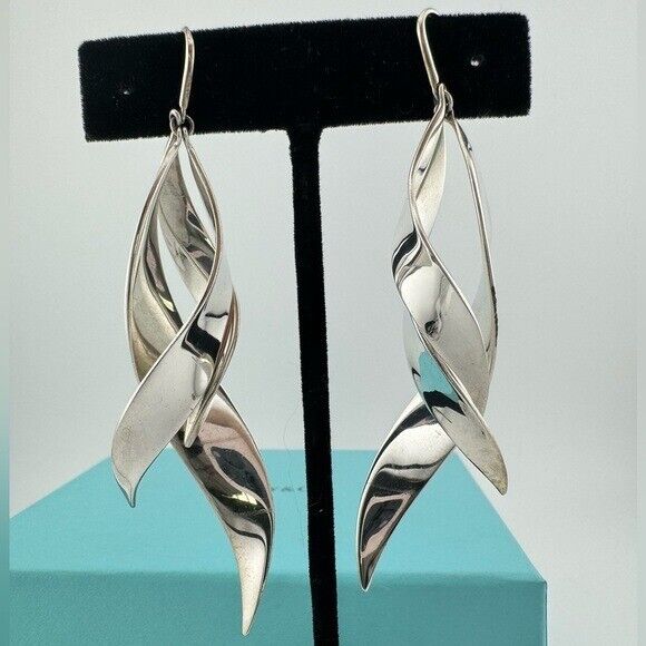 RARE Tiffany & Co. Frank Gehry Willow Triple Drop Earrings Sterling Silver