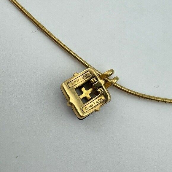 Vintage Tiffany & Co. Biscayne 18k Jade Pendant Necklace on 16" Omega Chain