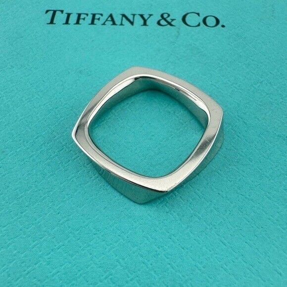 Tiffany & Co. 18k Diamond Torque Ring by Frank Gehry Size 4 in White Gold
