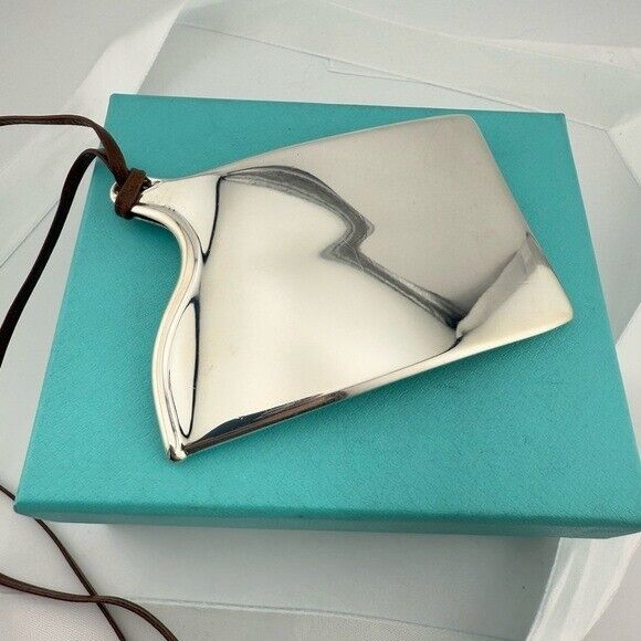 Vintage Tiffany & Co. Elsa Peretti Business Card Holder Necklace on 31" Leather