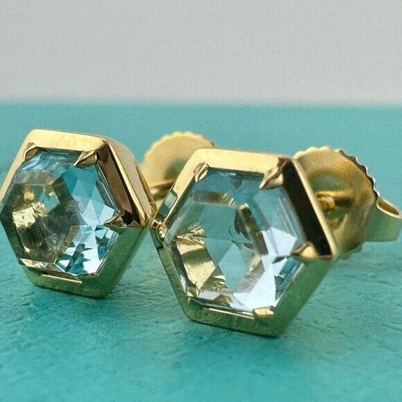 Tiffany & Co. Blue Topaz Paloma Studio Earrings in 18k Yellow Gold