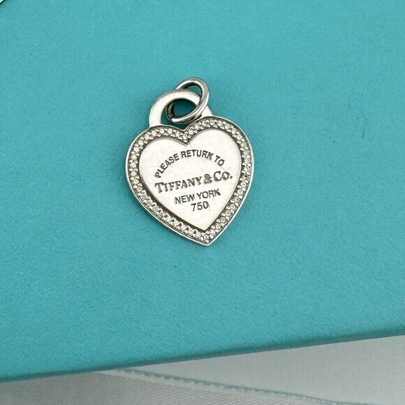 Diamond Return to Tiffany & Co. Heart Charm, Size Small 18k White Gold