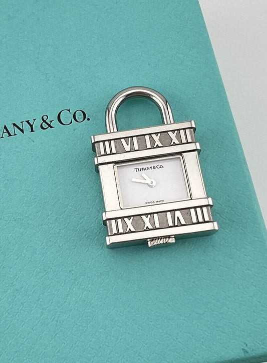 Tiffany & Co. Atlas Roman Numerals Lock Clock Watch Charm