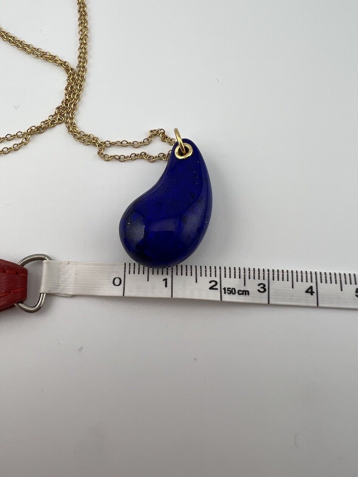 Tiffany & Co. Large Lapis Lazuli Teardrop Necklace 18k Yellow Gold 24"