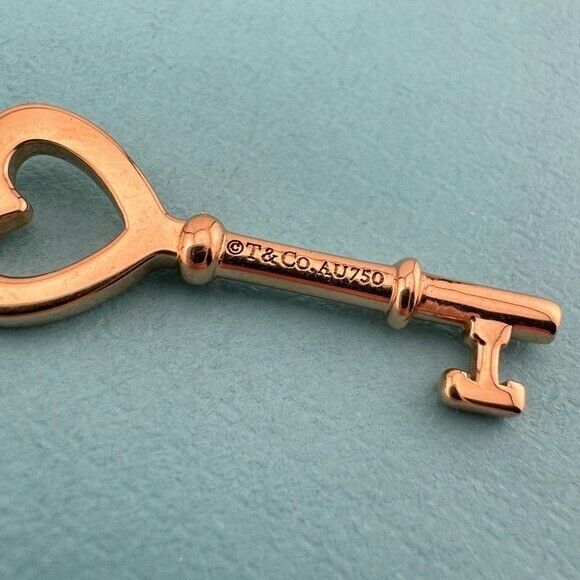 Tiffany & Co. 18k Rose Gold Mini Heart Key Charm Pendant 2.4g