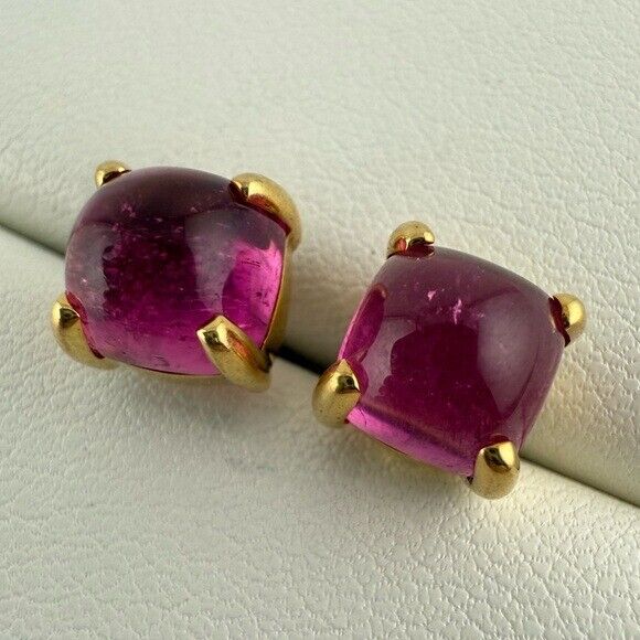 RARE Tiffany & Co Rubellite Sugar Stack Earrings 18k Yellow Gold Paloma Picasso