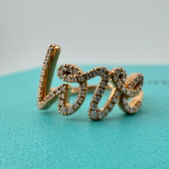 Tiffany & Co. 18k Graffiti Love Pave Diamond Ring in Rose Gold Paloma Picasso 6