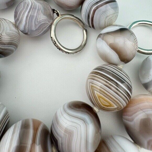 RARE Tiffany & Co. 18mm Banded Agate Gemstone Necklace Paloma Picasso Silver